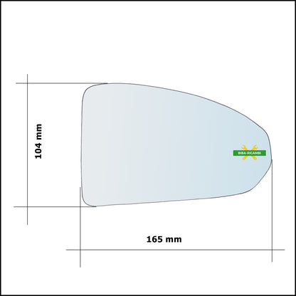 Vetro Specchio Retrovisore Asferico Lato Dx-Passeggero Per Audi TT III (FV) dal 2014&gt;