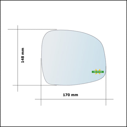 Aspherical Rearview Mirror Glass Left Driver Side For Fiat Sedici (FY) only from 2012-2014