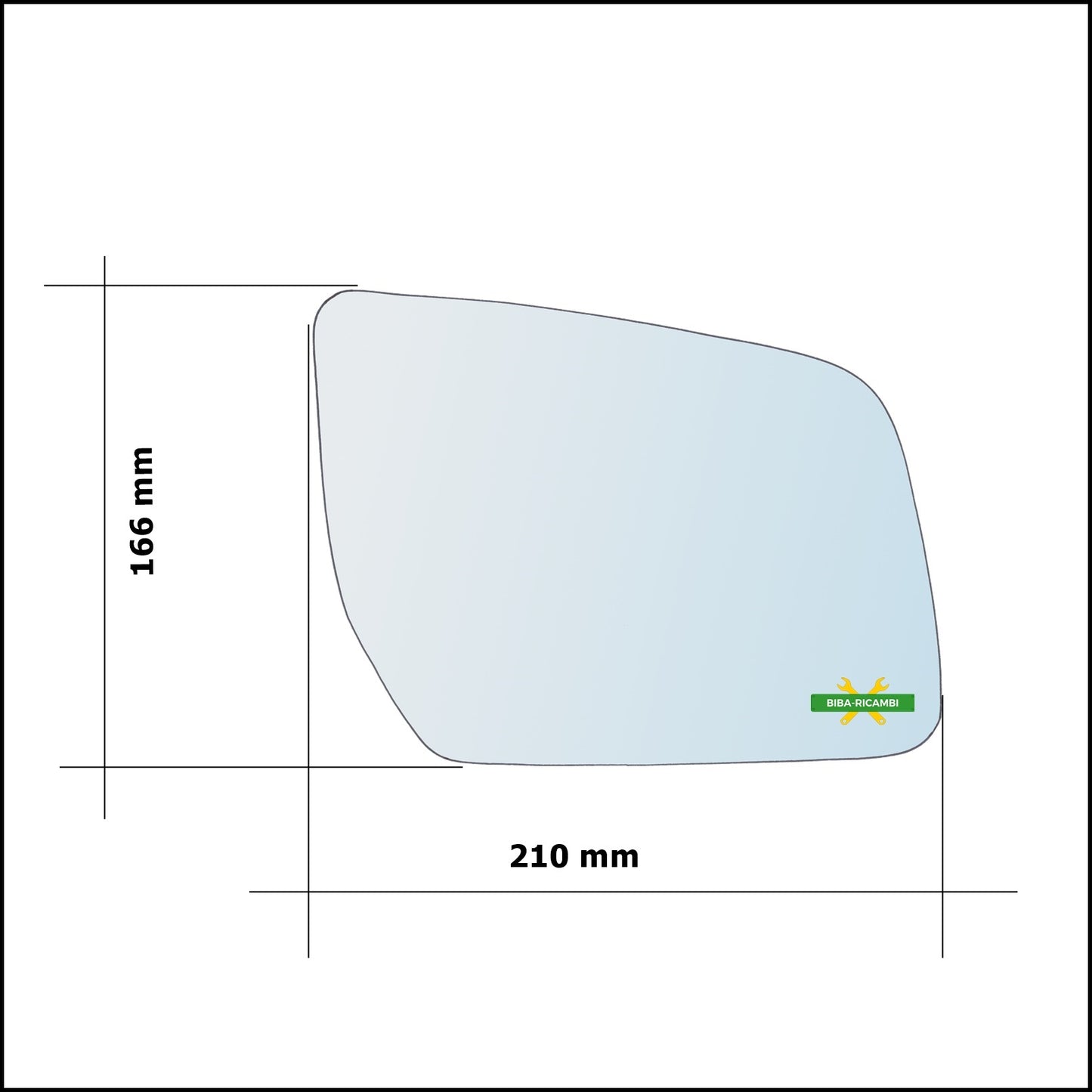 Vetro Specchio Retrovisore Asferico Lato Dx-Passeggero Per Ford Ranger III (TKE) dal 2011&gt;