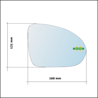 Vetro Specchio Retrovisore Asferico Lato Dx-Passeggero Per Smart ForFour I (454) dal 2004-2006