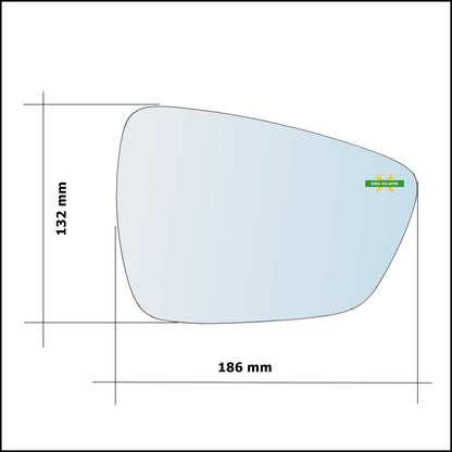 Vetro Specchio Retrovisore Asferico Lato Dx-Passeggero Per Ford Kuga III (DFK) dal 2019&gt;