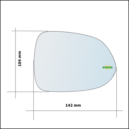 Vetro Specchio Retrovisore Asferico Lato Dx-Passeggero Per Honda Jazz II (GD) solo dal 2001-2004