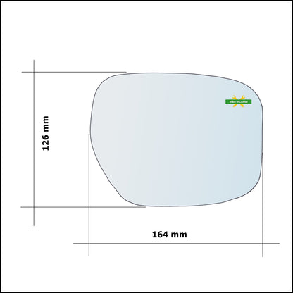 Vetro Specchio Retrovisore Asferico Lato Dx-Passeggero Per Honda City dal 2008&gt;