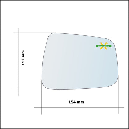 Vetro Specchio Retrovisore Asferico Lato Dx-Passeggero Per Honda Jazz II (GD) solo dal 2006-2008