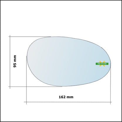 U. Piastra Vetro Specchio Retrovisore Lato Dx-Passeggero art.P151-RT BIBA-RICAMBI