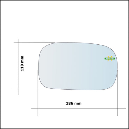 Vetro Specchio Retrovisore Asferico Lato Dx-Passeggero Per Kia Sportage II (JE) dal 2004&gt;