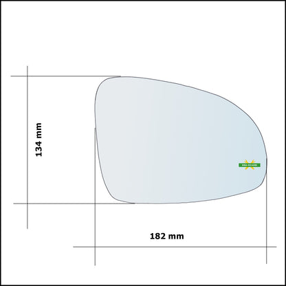 Vetro Specchio Retrovisore Asferico Lato Dx-Passeggero Per Kia Sportage IV (QL) dal 2015&gt;