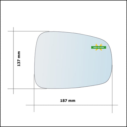 Aspherical Rearview Mirror Glass Left Driver Side For Citroen C8 Restyling only from 2008&gt;