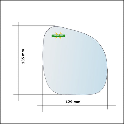 Vetro Specchio Retrovisore Asferico Lato Dx-Passeggero Per Citroen C3 I (FC) solo anno 2009