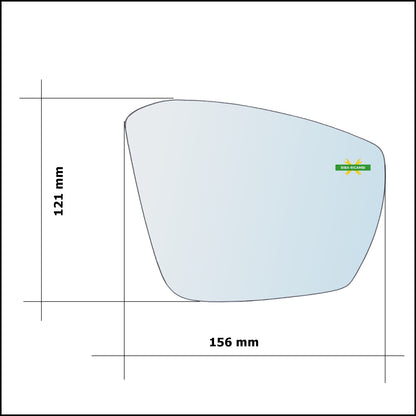 Aspherical Rearview Mirror Glass Left Driver Side For Volkswagen T-Cross (C11_) from 2018&gt;