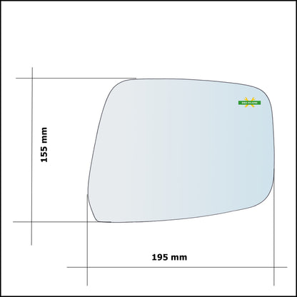 Vetro Specchio Retrovisore Asferico Lato Sx-Guidatore Per Nissan Pathfinder III solo dal 2007-2013