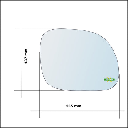 Vetro Specchio Retrovisore Asferico Lato Dx-Passeggero Per Kia Soul II (PS) dal 2014&gt;