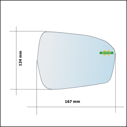 Vetro Specchio Retrovisore Lato Sx-Guidatore Per Ford Mondeo V dal 2012&gt;