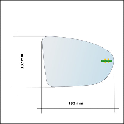 Vetro Specchio Retrovisore Asferico Lato Sx-Guidatore Per Nissan Qashqai +2 I (J10) dal 2006-2014