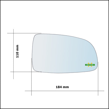 Aspherical Rearview Mirror Glass Right Passenger Side For Chevrolet Aveo (T250, T255) only from 2007-2010