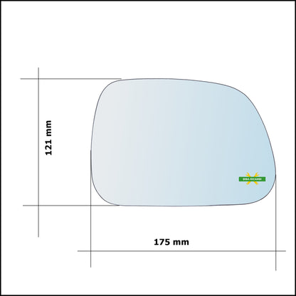 Vetro Specchio Retrovisore Asferico Lato Dx-Passeggero Per Daihatsu Feroza (F300) dal 1988-1993