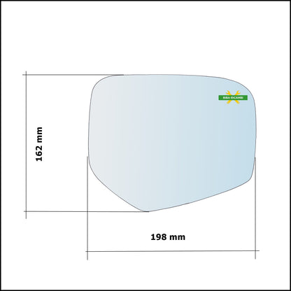 Vetro Specchio Retrovisore Lato Dx Per Mitsubishi Pajero Sport III (KS) 2008> BIBA-RICAMBI