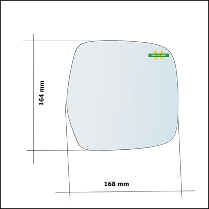 Vetro Specchio Retrovisore Asferico Lato Dx-Passeggero Per Toyota Previa II (R3) dal 2003-2006 BIBA-RICAMBI