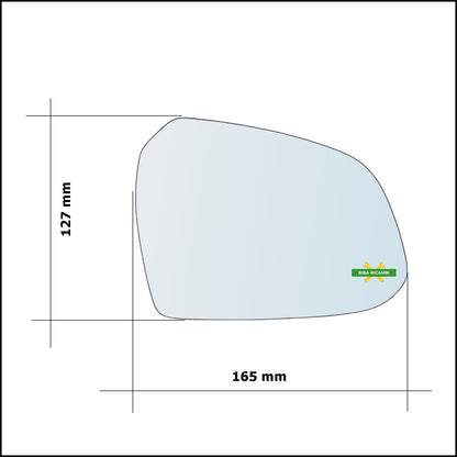 Vetro Specchio Retrovisore Lato Sx-Guidatore Per Hyundai i10 II (BA) dal 2013&gt;