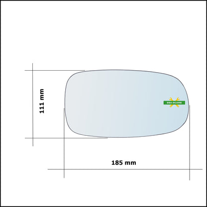 Vetro Specchio Retrovisore Asferico Lato Dx-Passeggero Per Daihatsu Cuore VI (L251) dal 2003&gt;