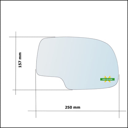 Vetro Specchio Retrovisore Asferico Lato Dx-Passeggero Per Chevrolet Tahoe Silverado