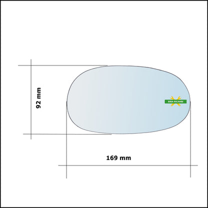 Vetro Specchio Retrovisore Asferico Lato Dx-Passeggero Per Chrysler Crossfire dal 2003-2008