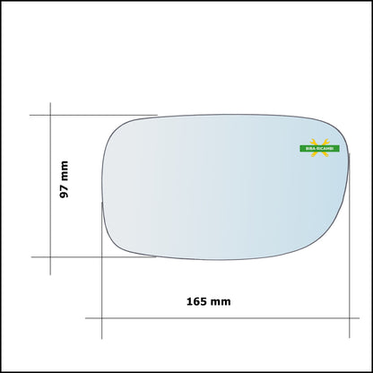 Vetro Specchio Retrovisore Lato Dx-Passeggero Per Tata Indica dal 1998-2007