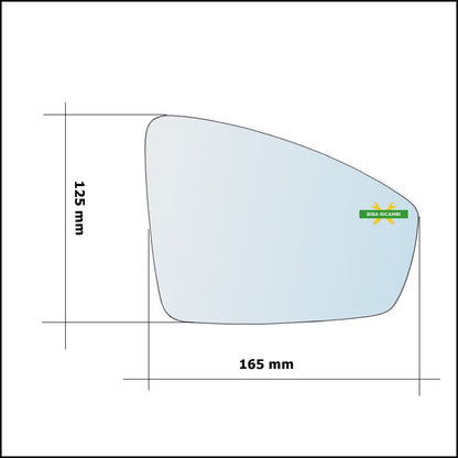 Vetro Specchio Asferico Lato Dx-Passeggero Per Volkswagen Tiguan II | Allspace dal 2016&gt;