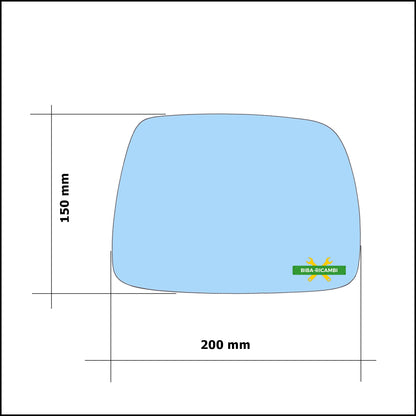 Vetro Specchio Blue Asferico Lato Sx-Guidatore Per Jeep Grand Cherokee III Limited (WH) dal 2004-2011