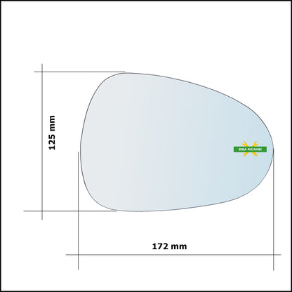 Vetro Specchio Retrovisore Lato Dx-Passeggero Per Seat Exeo (3R) dal 2008&gt;