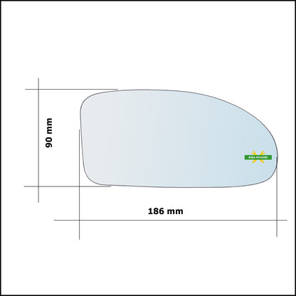 Vetro Specchio Retrovisore Asferico Lato Dx-Passeggero Per Ford Focus I dal 1998-2004