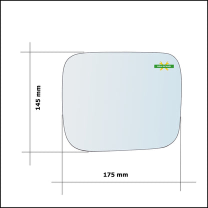 Vetro Specchio Retrovisore Asferico Lato Dx-Passeggero Per Jeep Renegade (BU) dal 2014&gt;