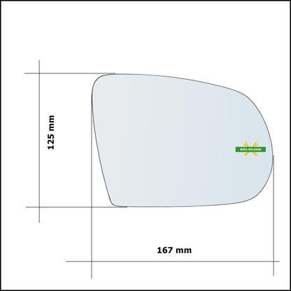 Vetro Specchio Retrovisore Lato Sx-Guidatore Per Jeep Cherokee V (KL) dal 2013>