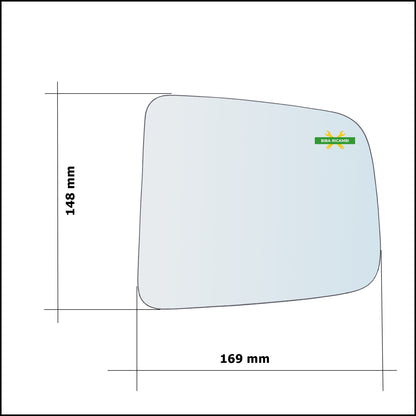 Vetro Specchio Retrovisore Asferico Lato Dx-Passeggero Per Mazda B2500 Pick-Up dal 2000-2007