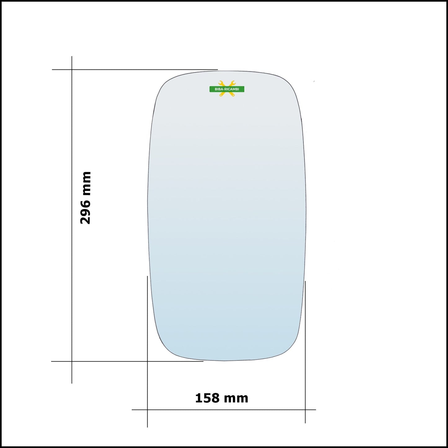 Vetro Specchio Retrovisore ASFERICO Lato Dx-Passeggero art.V485-RS BIBA-RICAMBI