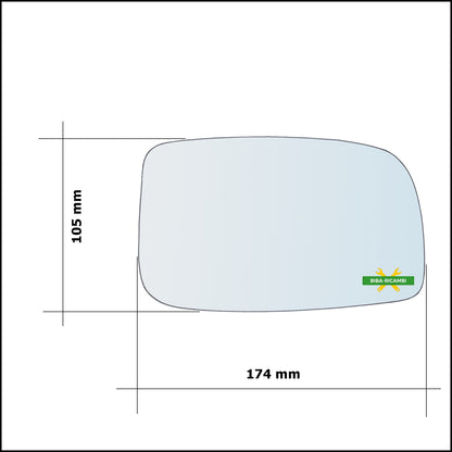 Vetro Specchio Retrovisore Lato Dx-Passeggero Per Subaru Justy IV dal 2007-2010