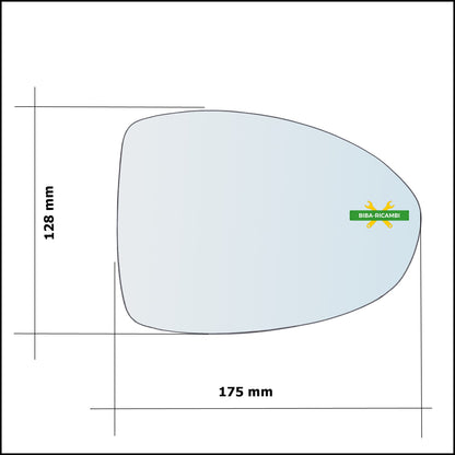 Vetro Specchio Retrovisore Lato Dx-Passeggero Per Fiat 500 III (PT) dal 2021&gt;