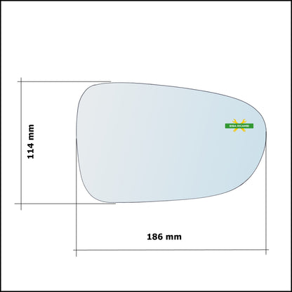 Vetro Specchio Retrovisore Asferico Lato Dx-Passeggero Per Seat Alhambra I (7V8) dal 1996-2000