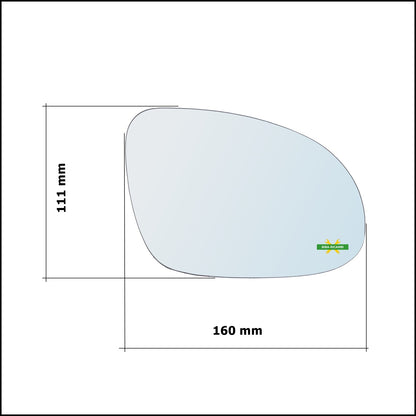 V. Heated Rearview Mirror Plate Right Side - Passenger For Skoda Superb I (3U4) only from 2006-2008