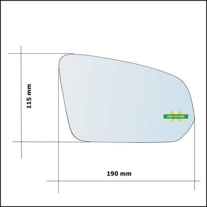 Vetro Specchio Retrovisore Asferico Lato Dx-Passeggero Per Volvo V60 II (225) dal 2018&gt;