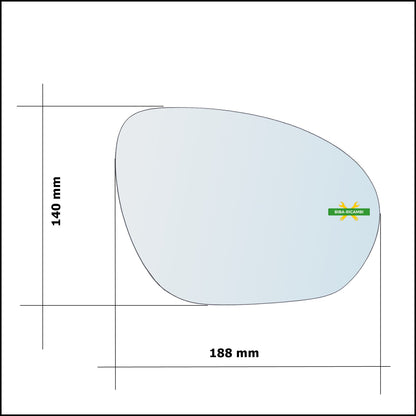 Vetro Specchio Retrovisore Lato Dx-Passeggero Per Nissan Cube (Z12) dal 2007&gt;