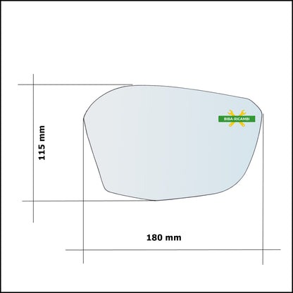 Vetro Specchio Retrovisore Asferico Lato Dx-Passeggero Per Peugeot 308 III dal 2021>