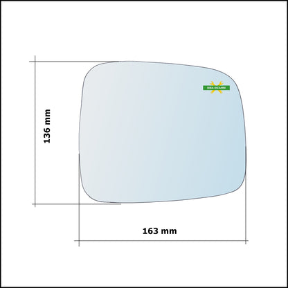 Vetro Specchio Retrovisore Asferico Lato Dx-Passeggero Per Jeep Cherokee III (KJ) dal 2001-2008