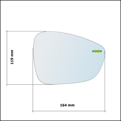 Vetro Specchio Retrovisore Cromato Lato Dx-Passeggero Per Citroen C3 II (SC) dal 2009&gt;