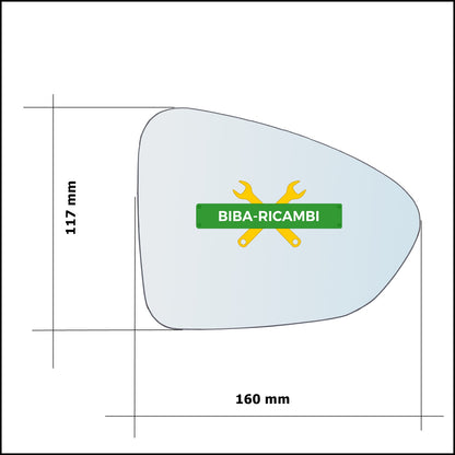 Piastra Specchio Retrovisore Lato Dx-Passeggero Per Fiat Tipo II (356) dal 2015&gt;
