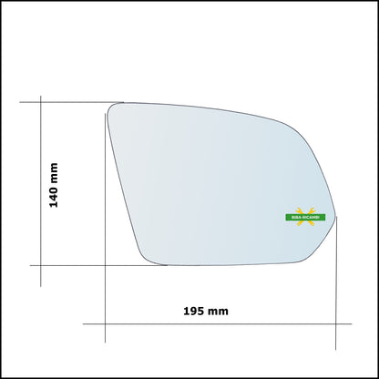 Piastra Retrovisore Termica Asferica Lato Dx-Passeggero Per Mercedes Vito III (W447) dal 2014&gt;