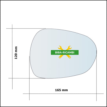 Vetro Specchio Retrovisore Asferico Lato Dx-Passeggero Per Alfa Romeo Giulia (952) dal 2015&gt;