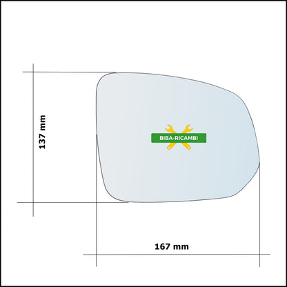 Vetro Specchio Retrovisore Lato Dx-Passeggero Per Volvo XC90 II (256) dal 2014&gt;