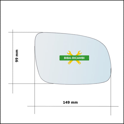 Vetro Specchio Retrovisore Lato Dx-Passeggero Per Seat Arosa (6H) solo dal 2001-2004