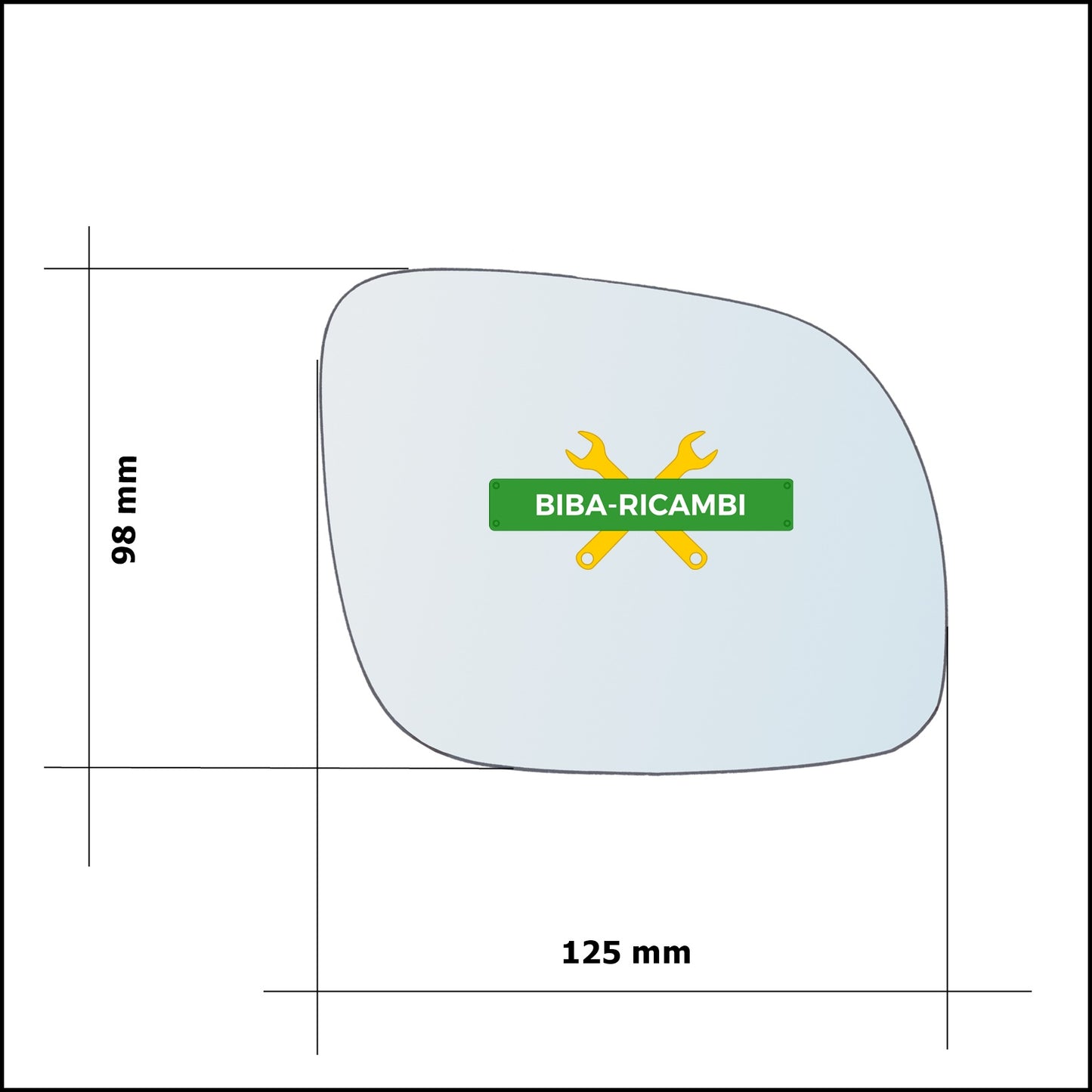 Vetro Specchio Asferico (122x95) Lato Dx-Passeggero Per Vw Lupo (6X1) solo dal 1998-2001